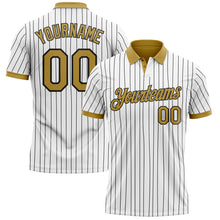 Load image into Gallery viewer, Custom White Black Pinstripe-Old Gold Performance Polo Shirt