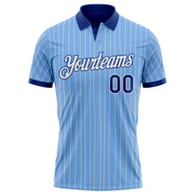 Charger l'image dans la galerie, Custom Light Blue White Pinstripe-Royal Performance Polo Shirt