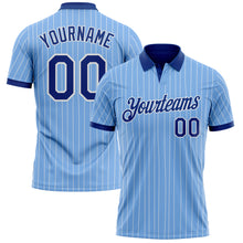 Laden Sie das Bild in den Galerie-Viewer, Custom Light Blue White Pinstripe-Royal Performance Polo Shirt