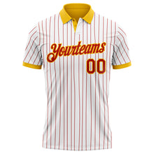 Загрузить изображение в средство просмотра галереи, Custom White Red Pinstripe-Yellow Performance Polo Shirt