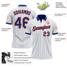 Charger l'image dans la galerie, Custom White Royal Pinstripe-Orange Performance Polo Shirt