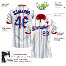 Charger l'image dans la galerie, Custom White Royal Pinstripe-Red Performance Polo Shirt