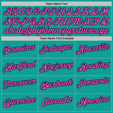 Load image into Gallery viewer, Custom Aqua White Pinstripe Pink-Navy Performance Polo Shirt