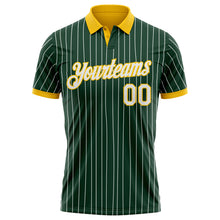 Charger l'image dans la galerie, Custom Green White Pinstripe-Yellow Performance Polo Shirt