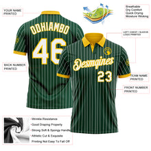 Charger l'image dans la galerie, Custom Green White Pinstripe-Yellow Performance Polo Shirt