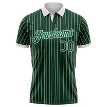 Charger l'image dans la galerie, Custom Green White Pinstripe-Kelly Green Performance Polo Shirt