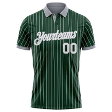 Загрузить изображение в средство просмотра галереи, Custom Green White Pinstripe-Gray Performance Polo Shirt
