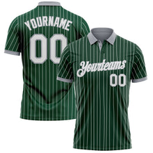 Загрузить изображение в средство просмотра галереи, Custom Green White Pinstripe-Gray Performance Polo Shirt