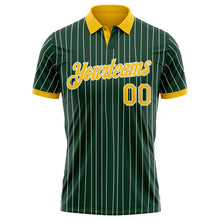 Charger l'image dans la galerie, Custom Green White Pinstripe-Yellow Performance Polo Shirt
