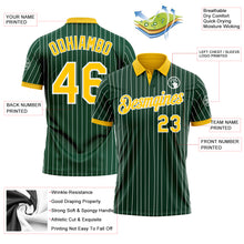 Charger l'image dans la galerie, Custom Green White Pinstripe-Yellow Performance Polo Shirt