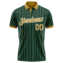 Charger l'image dans la galerie, Custom Green White Pinstripe-Old Gold Performance Polo Shirt