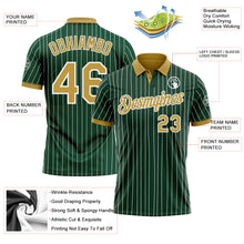 Charger l'image dans la galerie, Custom Green White Pinstripe-Old Gold Performance Polo Shirt