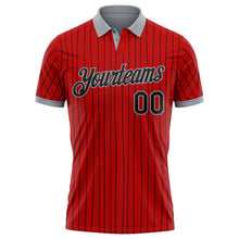 Charger l'image dans la galerie, Custom Red Black Pinstripe-Gray Performance Polo Shirt