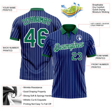 Load image into Gallery viewer, Custom Royal White Pinstripe-Kelly Green Performance Polo Shirt