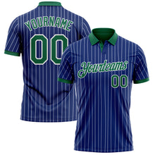 Load image into Gallery viewer, Custom Royal White Pinstripe-Kelly Green Performance Polo Shirt