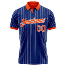 Charger l'image dans la galerie, Custom Royal White Pinstripe-Orange Performance Polo Shirt