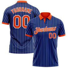 Charger l'image dans la galerie, Custom Royal White Pinstripe-Orange Performance Polo Shirt