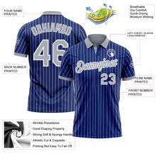 Load image into Gallery viewer, Custom Royal White Pinstripe-Gray Performance Polo Shirt