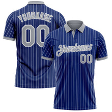 Load image into Gallery viewer, Custom Royal White Pinstripe-Gray Performance Polo Shirt
