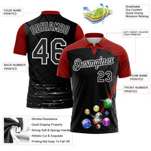 Load image into Gallery viewer, Custom Black Red-White Billiard Balls Performance Polo Shirt