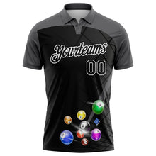 Загрузить изображение в средство просмотра галереи, Custom Black Steel Gray-White Billiard Balls Performance Polo Shirt