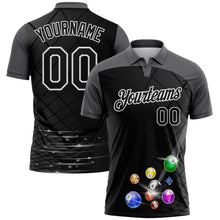 Загрузить изображение в средство просмотра галереи, Custom Black Steel Gray-White Billiard Balls Performance Polo Shirt