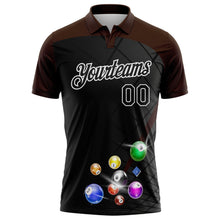 Load image into Gallery viewer, Custom Black Brown-White Billiard Balls Performance Polo Shirt