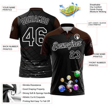 Load image into Gallery viewer, Custom Black Brown-White Billiard Balls Performance Polo Shirt