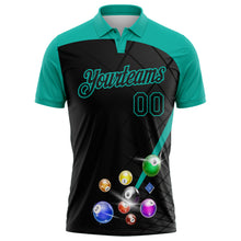 Laden Sie das Bild in den Galerie-Viewer, Custom Black-Aqua Billiard Balls Performance Polo Shirt