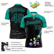 Laden Sie das Bild in den Galerie-Viewer, Custom Black-Aqua Billiard Balls Performance Polo Shirt