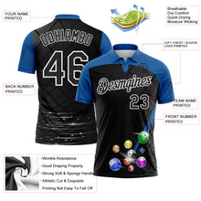 Laden Sie das Bild in den Galerie-Viewer, Custom Black Thunder Blue-White Billiard Balls Performance Polo Shirt