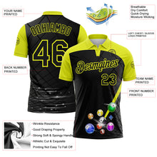 Load image into Gallery viewer, Custom Black-Neon Yellow Billiard Balls Performance Polo Shirt