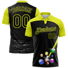 Load image into Gallery viewer, Custom Black-Neon Yellow Billiard Balls Performance Polo Shirt