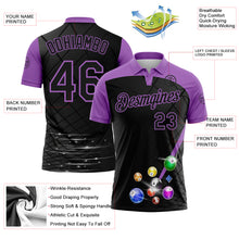 Charger l'image dans la galerie, Custom Black-Medium Purple Billiard Balls Performance Polo Shirt
