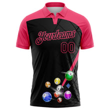 Laden Sie das Bild in den Galerie-Viewer, Custom Black-Neon Pink Billiard Balls Performance Polo Shirt