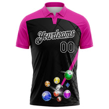 Laden Sie das Bild in den Galerie-Viewer, Custom Black Deep Pink-White Billiard Balls Performance Polo Shirt