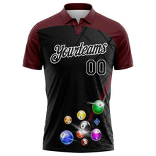 Laden Sie das Bild in den Galerie-Viewer, Custom Black Maroon-White Billiard Balls Performance Polo Shirt