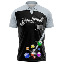 Laden Sie das Bild in den Galerie-Viewer, Custom Black Silver-White Billiard Balls Performance Polo Shirt
