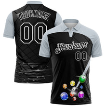 Laden Sie das Bild in den Galerie-Viewer, Custom Black Silver-White Billiard Balls Performance Polo Shirt