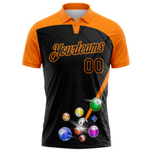 Laden Sie das Bild in den Galerie-Viewer, Custom Black-Bay Orange Billiard Balls Geometric Grid Performance Polo Shirt
