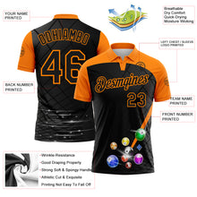 Laden Sie das Bild in den Galerie-Viewer, Custom Black-Bay Orange Billiard Balls Geometric Grid Performance Polo Shirt