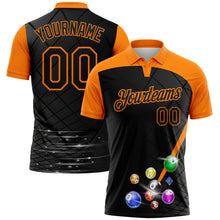 Laden Sie das Bild in den Galerie-Viewer, Custom Black-Bay Orange Billiard Balls Geometric Grid Performance Polo Shirt