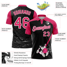 Загрузить изображение в средство просмотра галереи, Custom Black Pink-White Bowling Geometric Grid Performance Polo Shirt