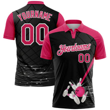 Загрузить изображение в средство просмотра галереи, Custom Black Pink-White Bowling Geometric Grid Performance Polo Shirt