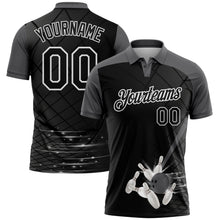Charger l'image dans la galerie, Custom Black Steel Gray-White Bowling Geometric Grid Performance Polo Shirt