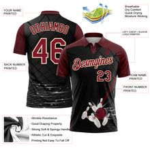 Load image into Gallery viewer, Custom Black Crimson-Cream Bowling Geometric Grid Performance Polo Shirt