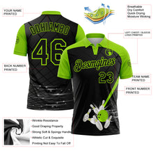 Laden Sie das Bild in den Galerie-Viewer, Custom Black-Neon Green Bowling Geometric Grid Performance Polo Shirt