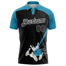 Charger l'image dans la galerie, Custom Black Panther Blue-White Bowling Geometric Grid Performance Polo Shirt