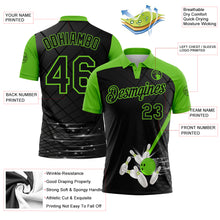 Laden Sie das Bild in den Galerie-Viewer, Custom Black-Aurora Green Bowling Geometric Grid Performance Polo Shirt
