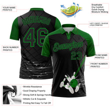 Load image into Gallery viewer, Custom Black-Grass Green Bowling Geometric Grid Performance Polo Shirt